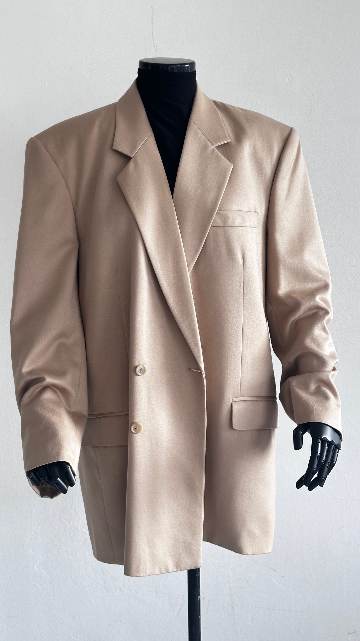 Vintage oversized double-breasted blazer beige