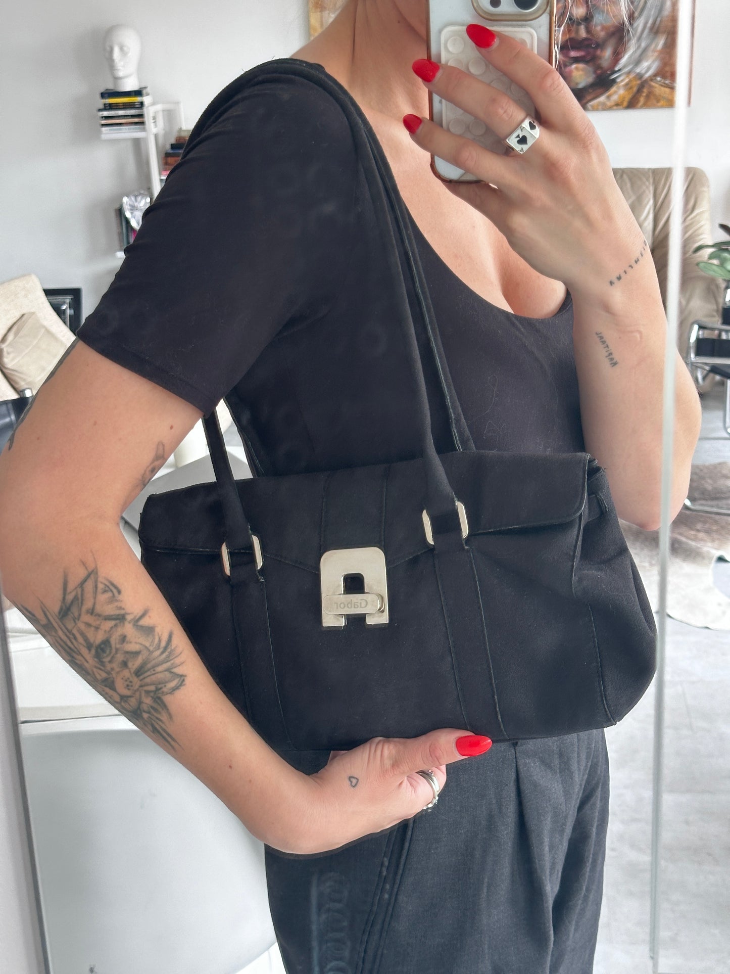 Suede leren tas Gabor