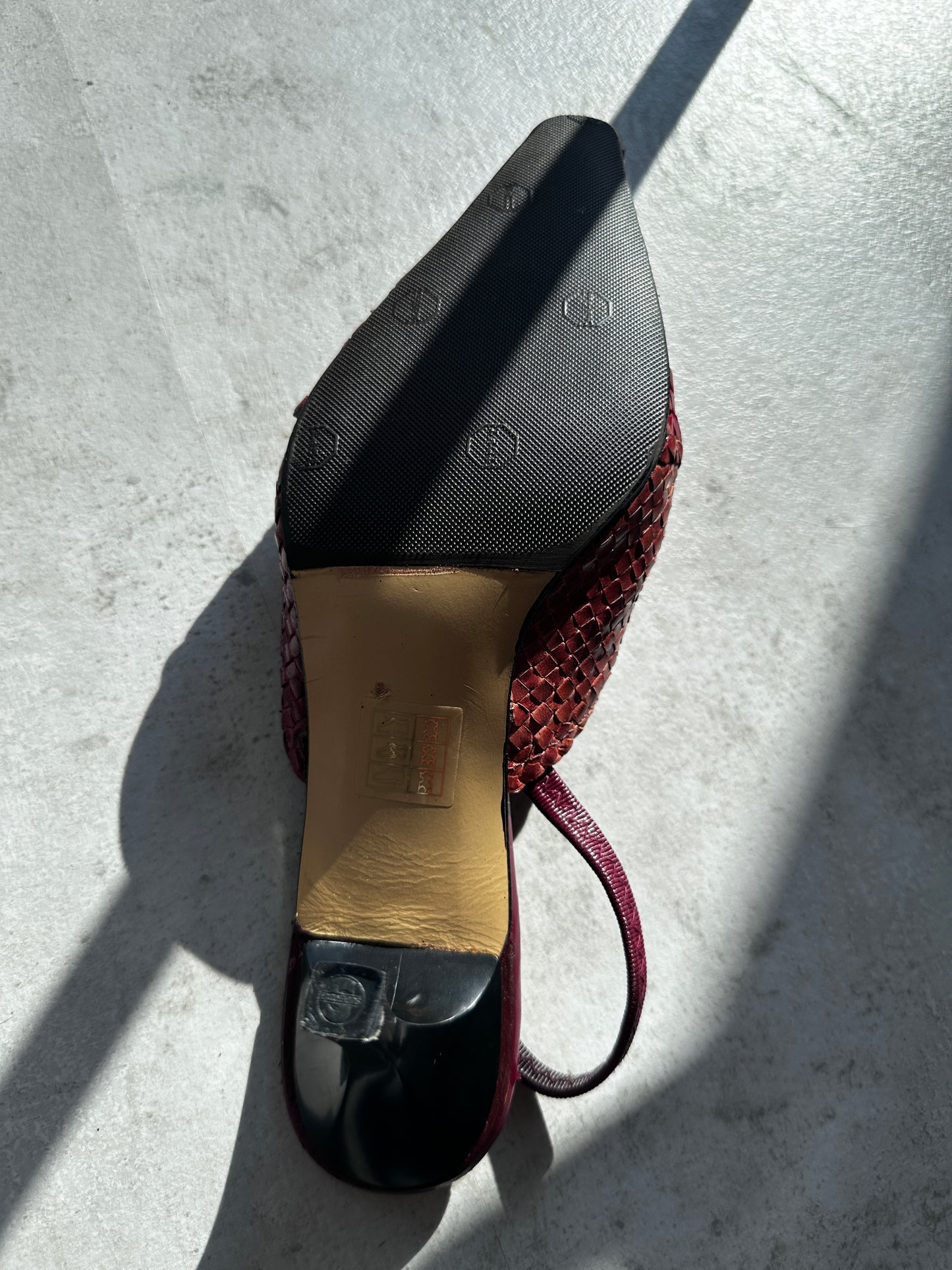 Vintage pumps gevlochten leer