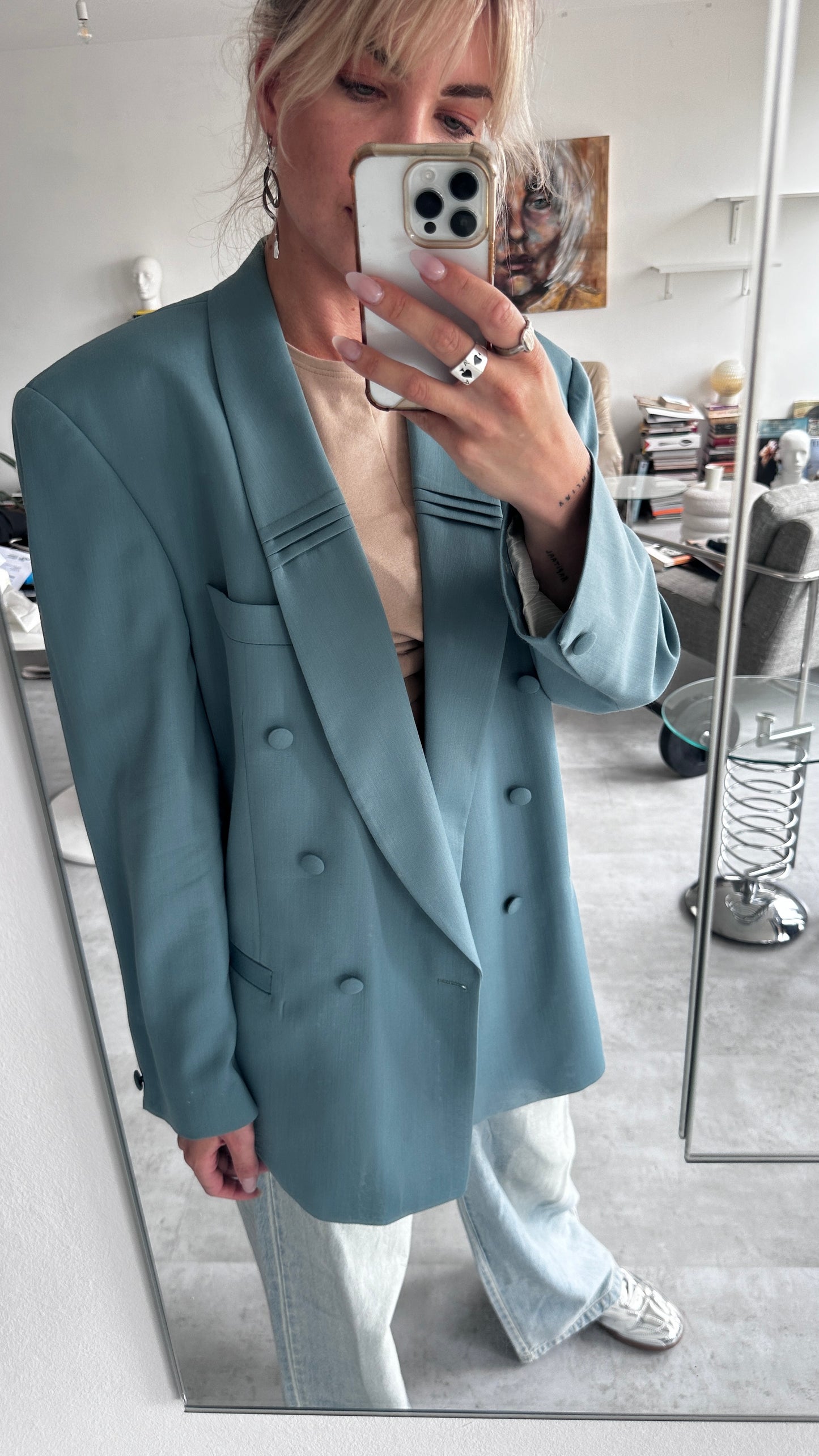Vintage oversized blazer turquoise