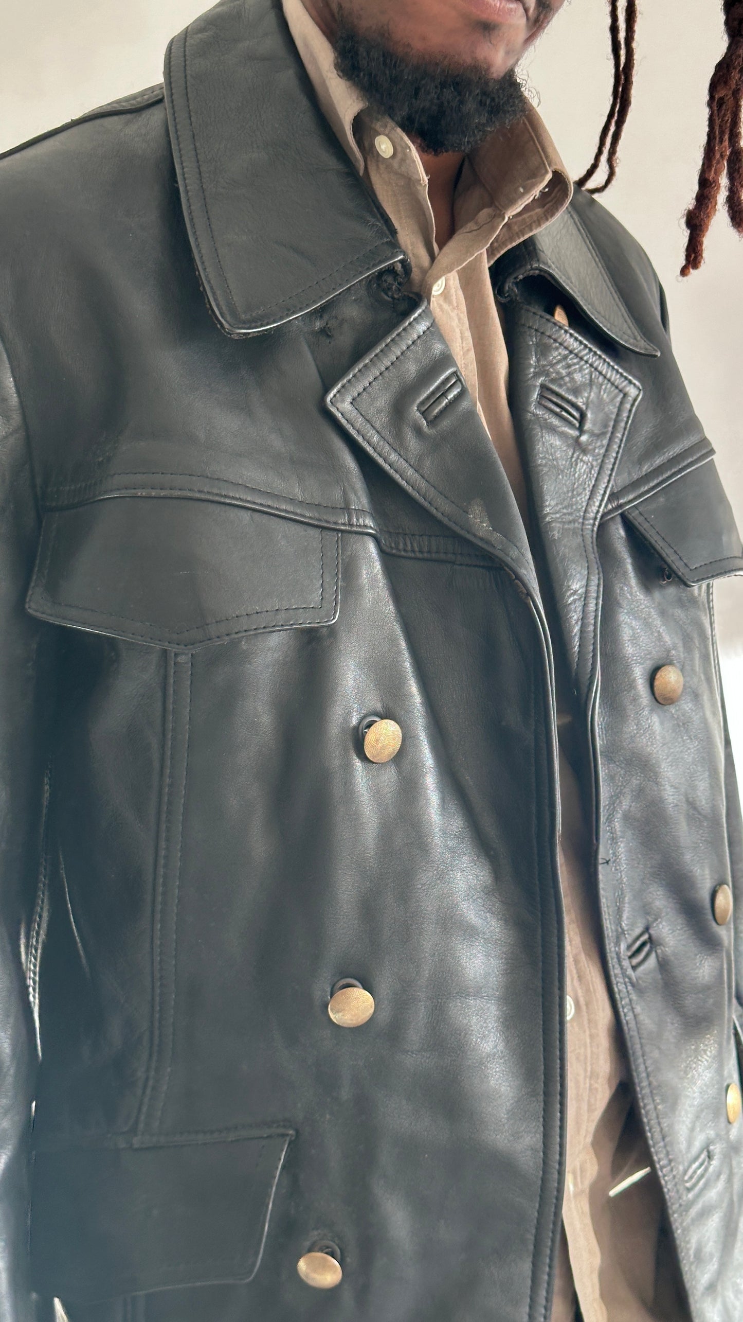 Vintage leather German police jacket 80’s