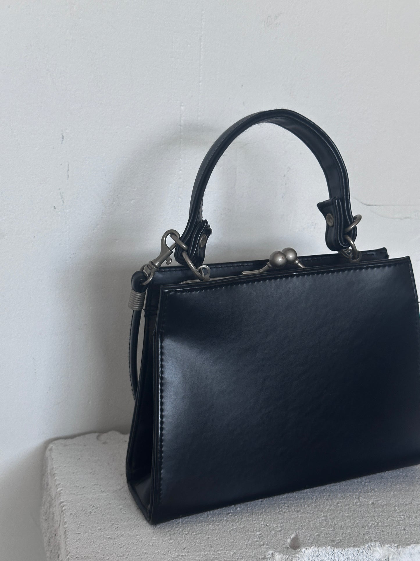 Mini bag black leather