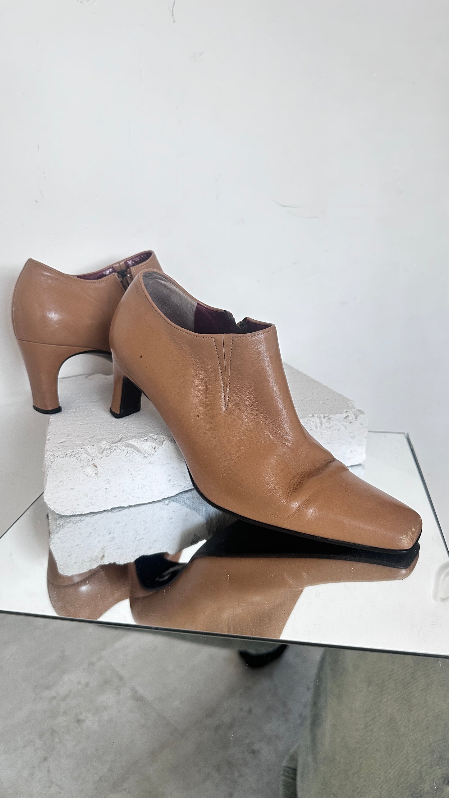 Cognac leather boots