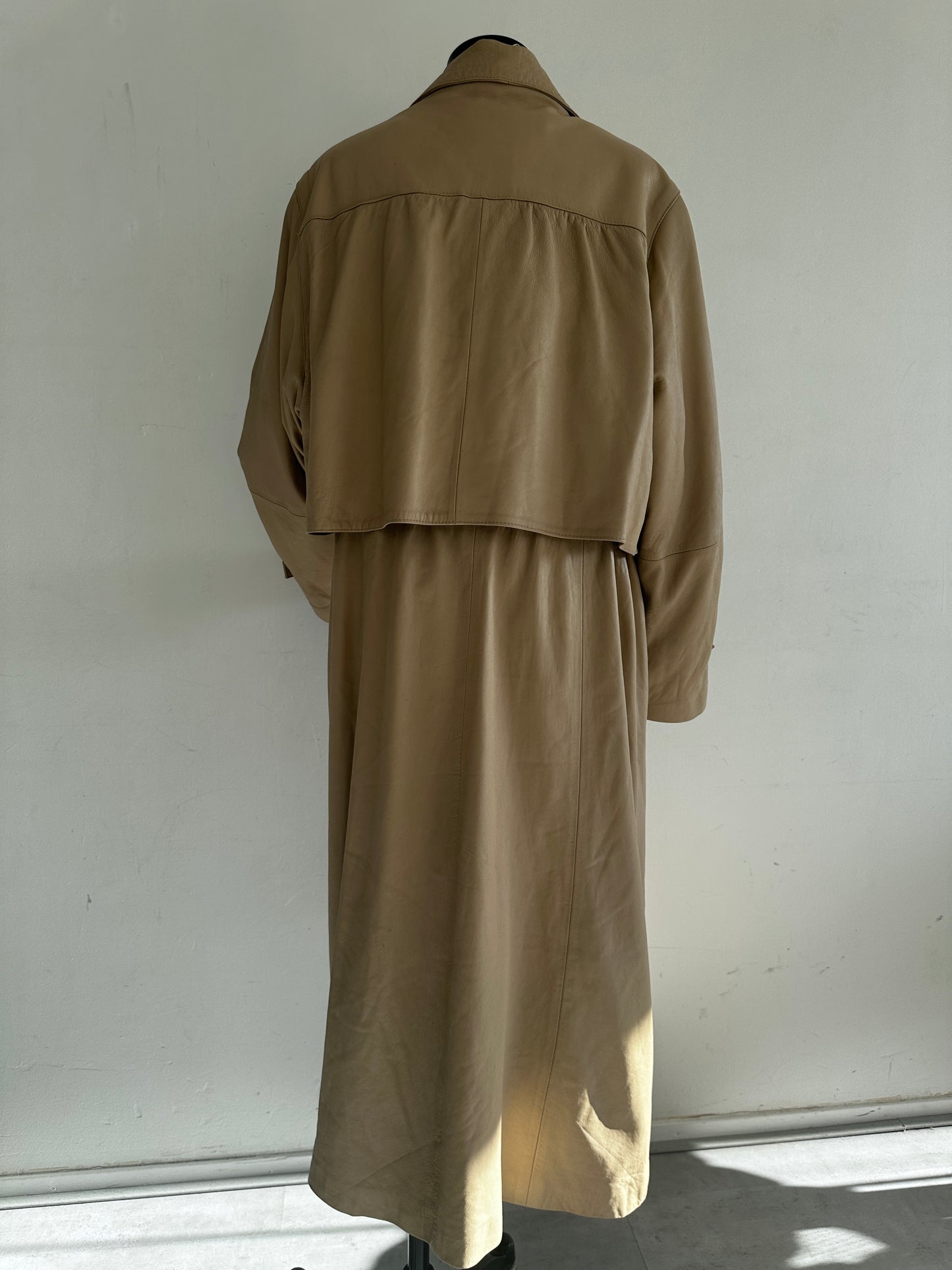 Leather long trenchcoat