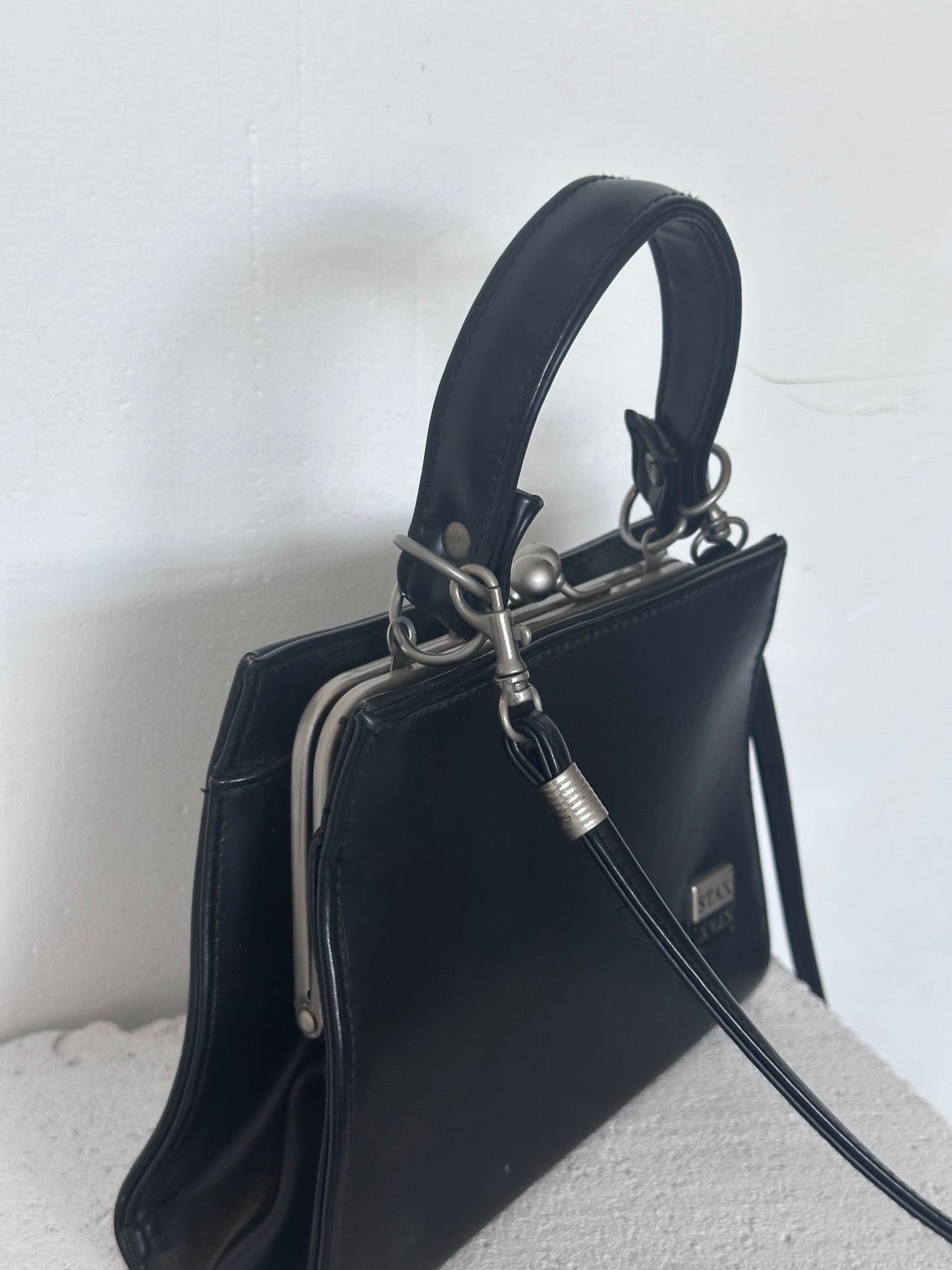 Mini bag black leather