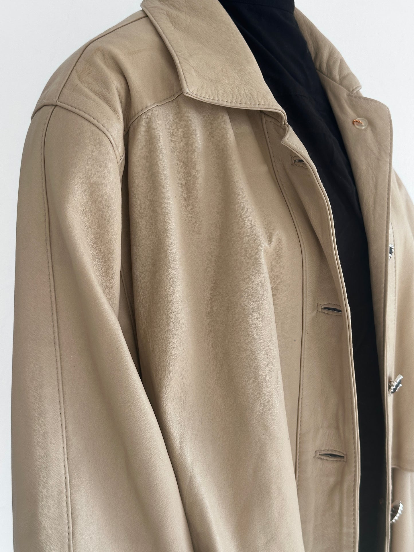 Leather long trenchcoat