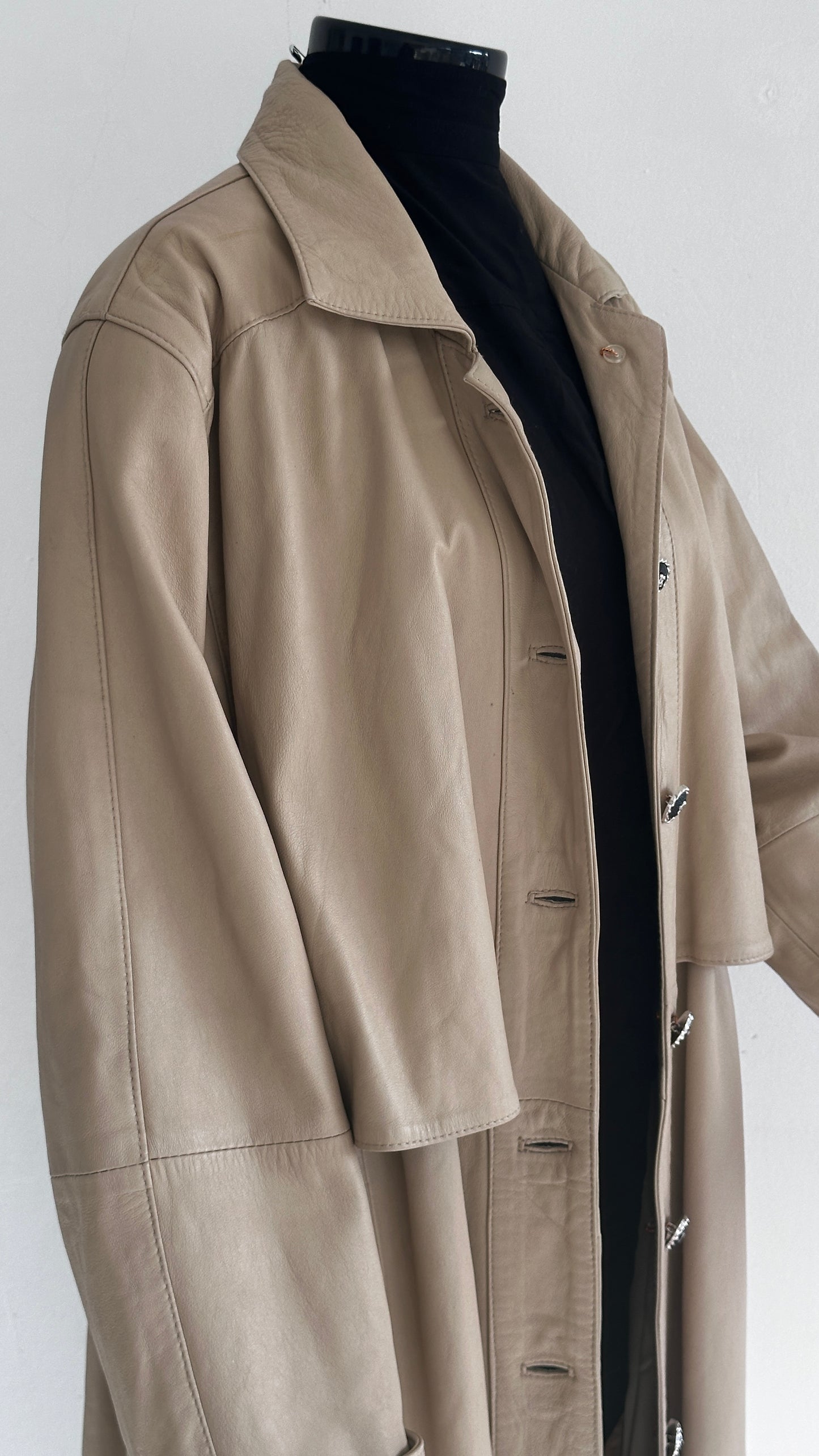 Leather long trenchcoat