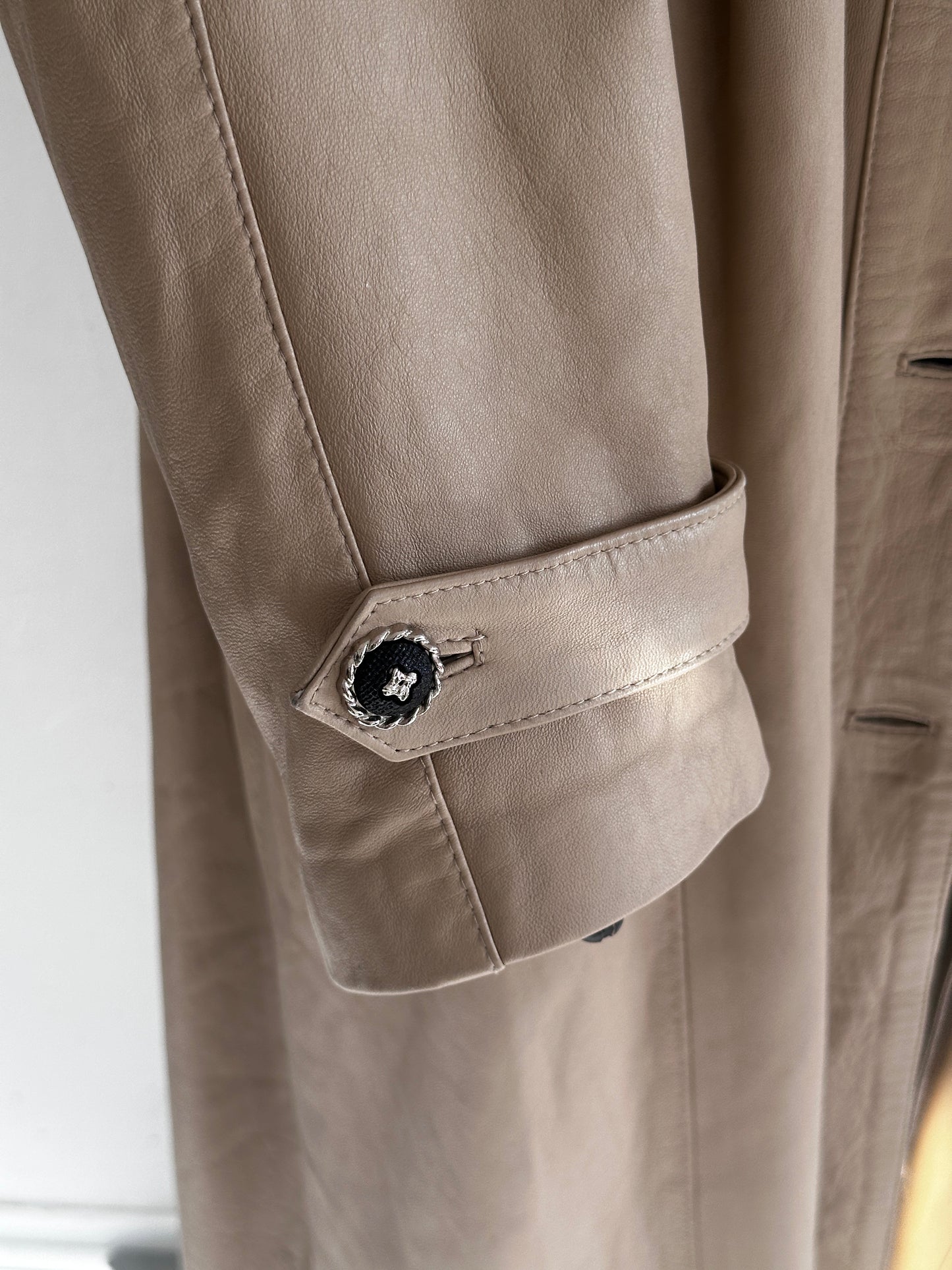 Leather long trenchcoat