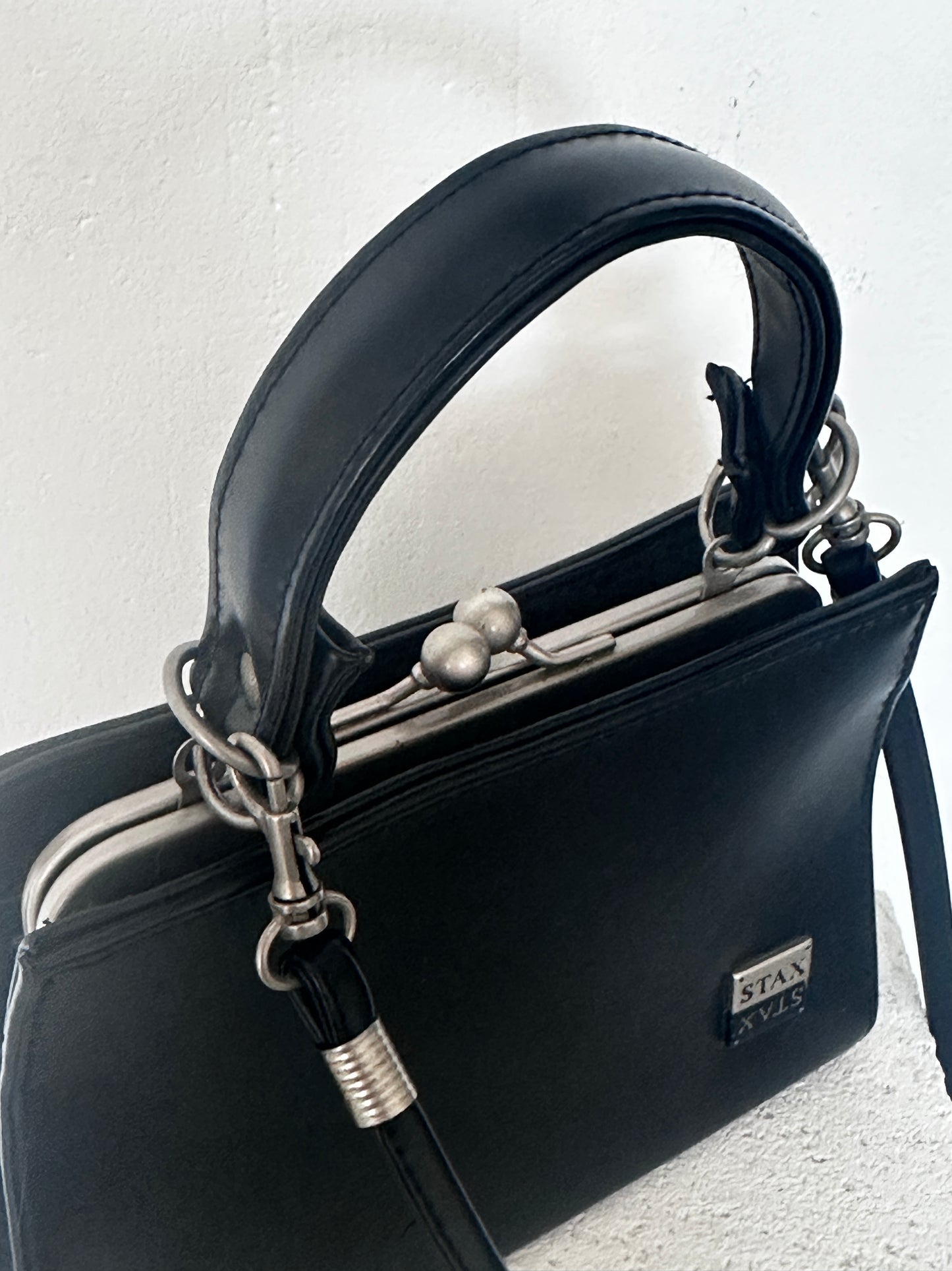 Mini bag black leather