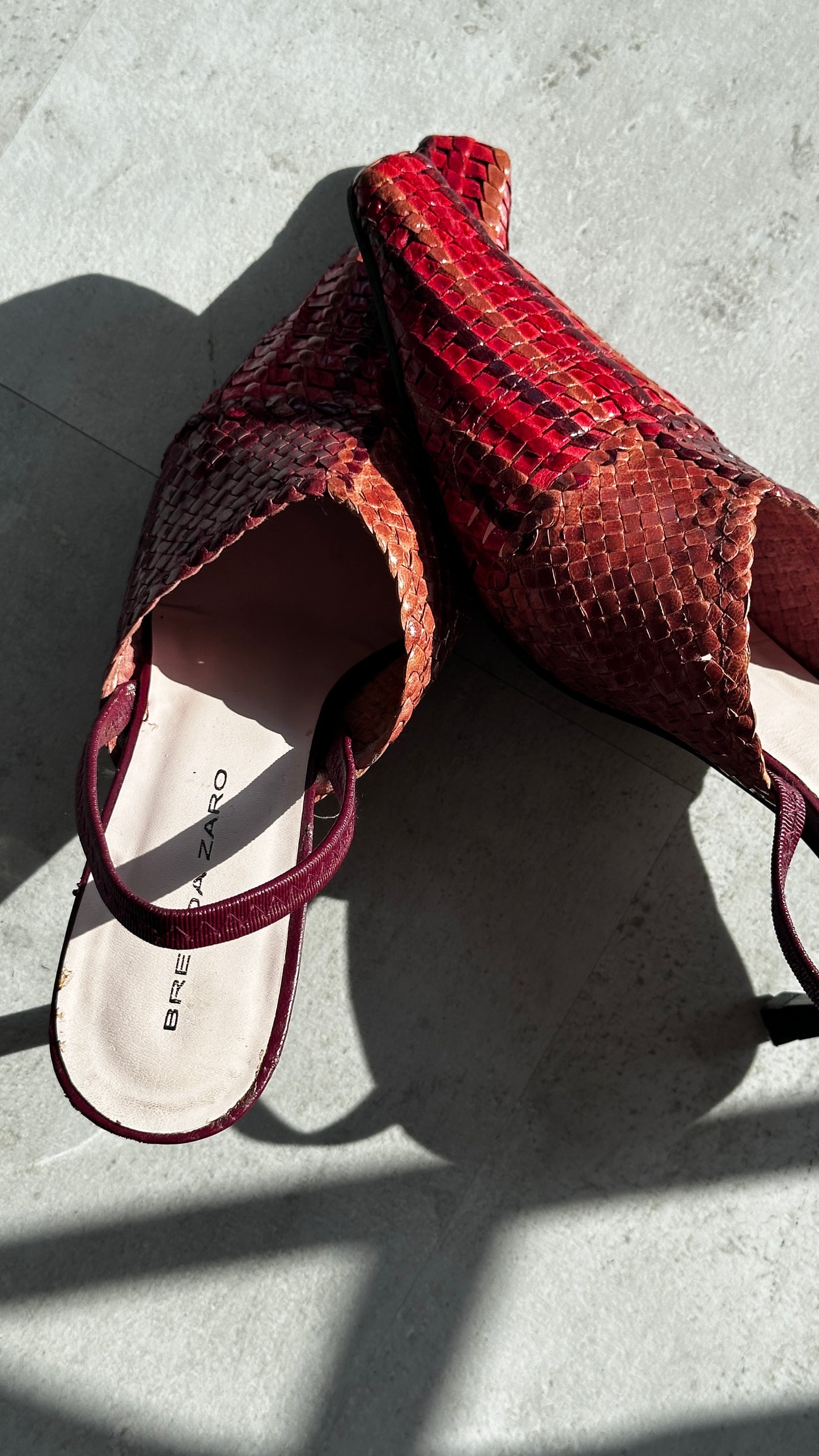 Vintage pumps gevlochten leer