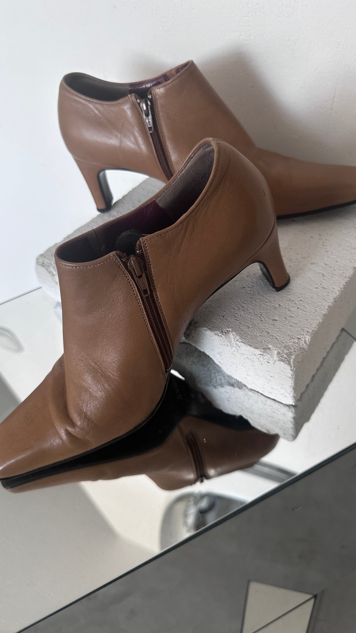 Cognac leather boots