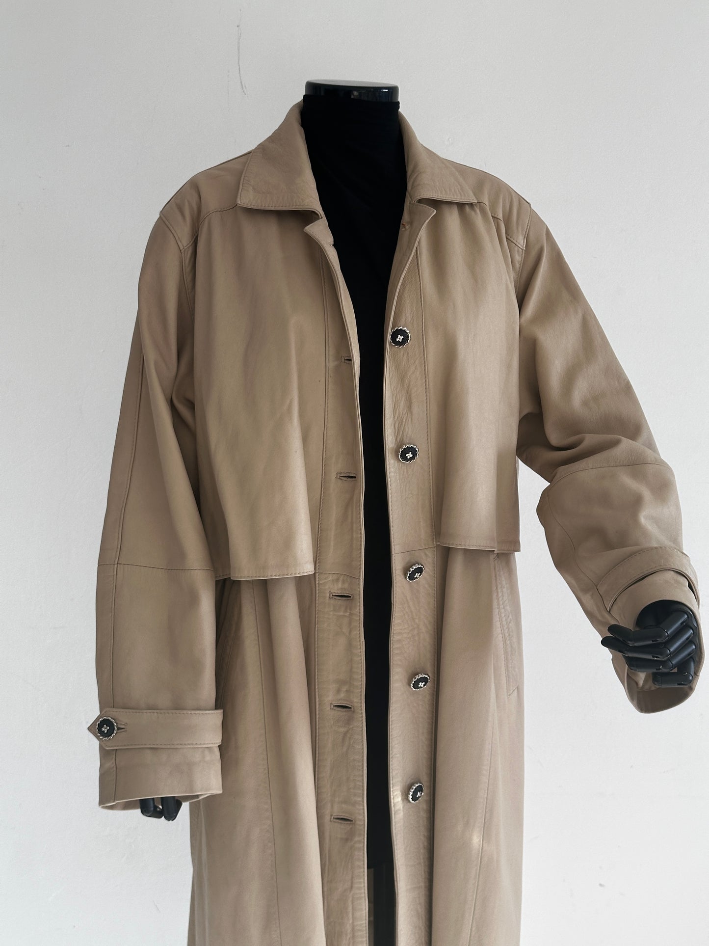 Leather long trenchcoat