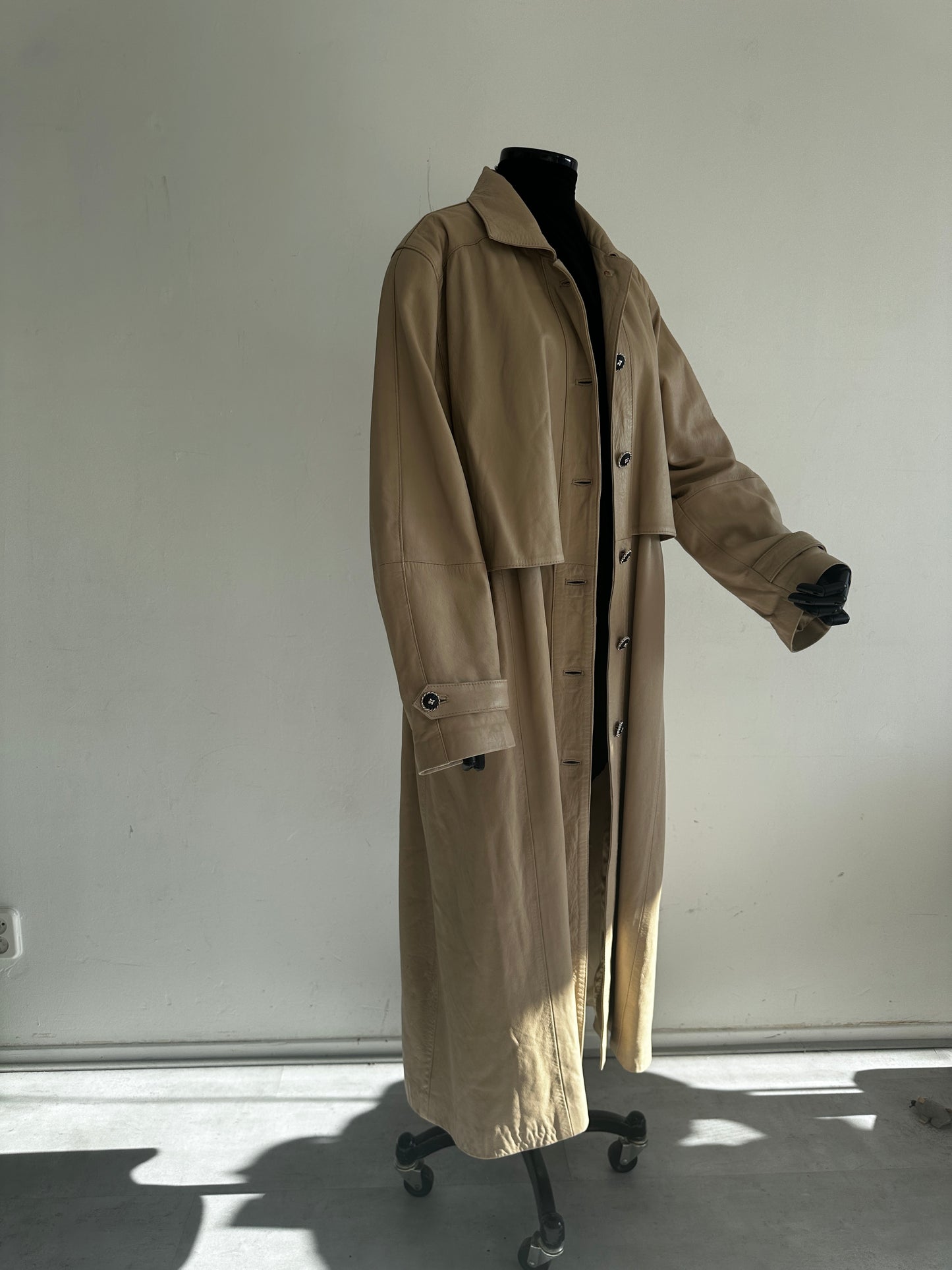 Leather long trenchcoat