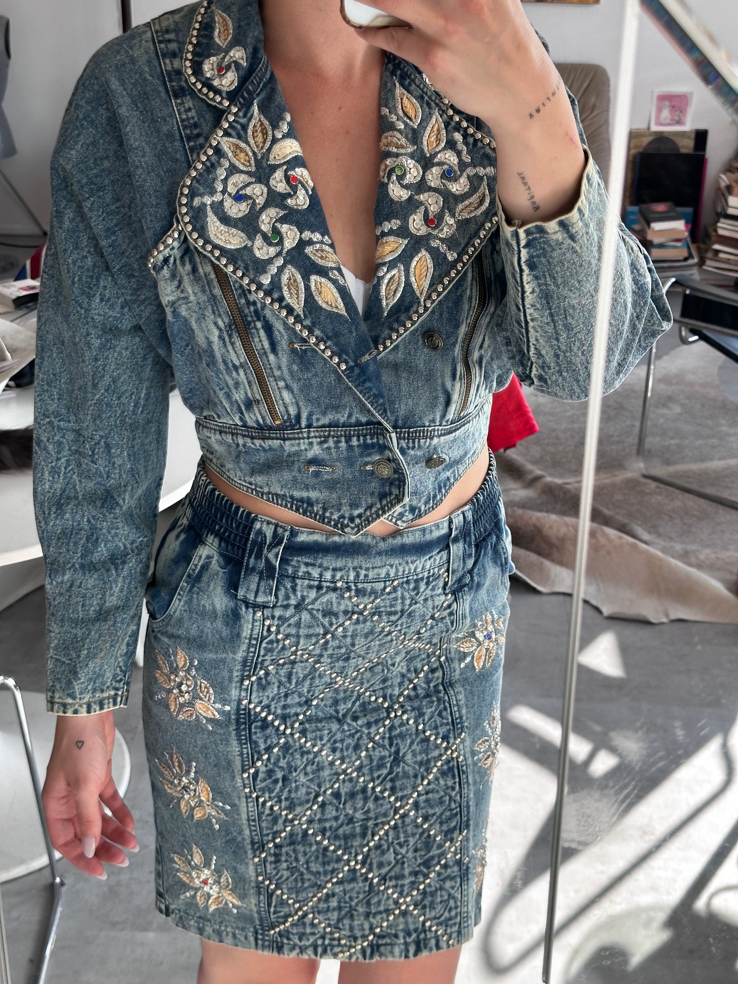 Vintage denim rokje 80s