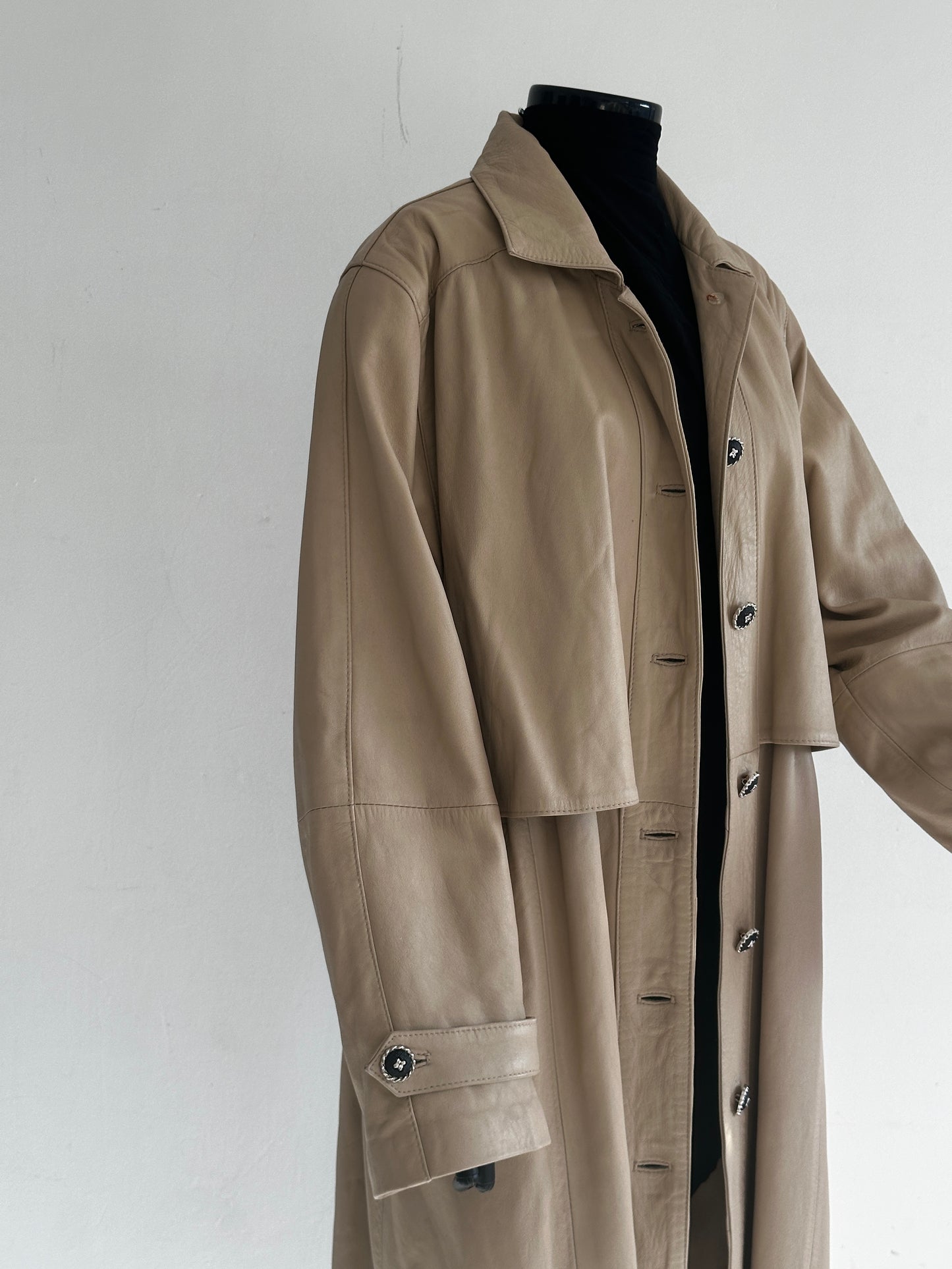 Leather long trenchcoat