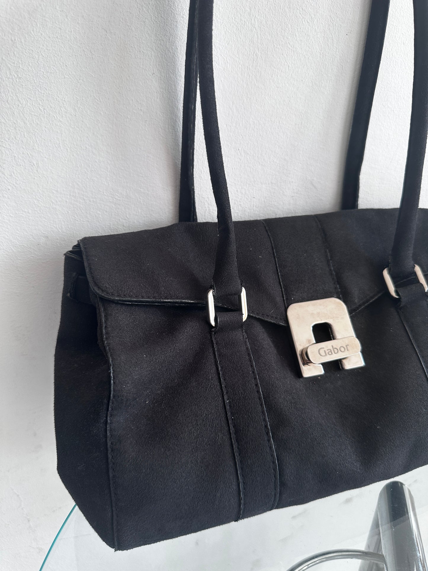 Vintage black suede bag