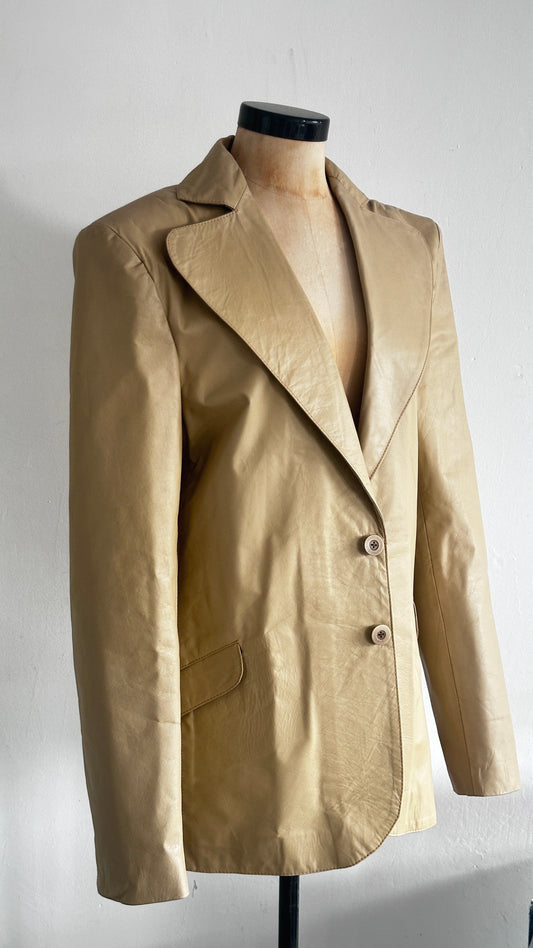 Leather cream blazer