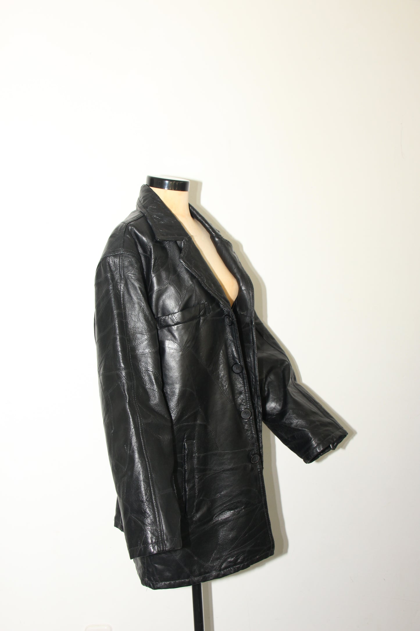 Leather long jacket