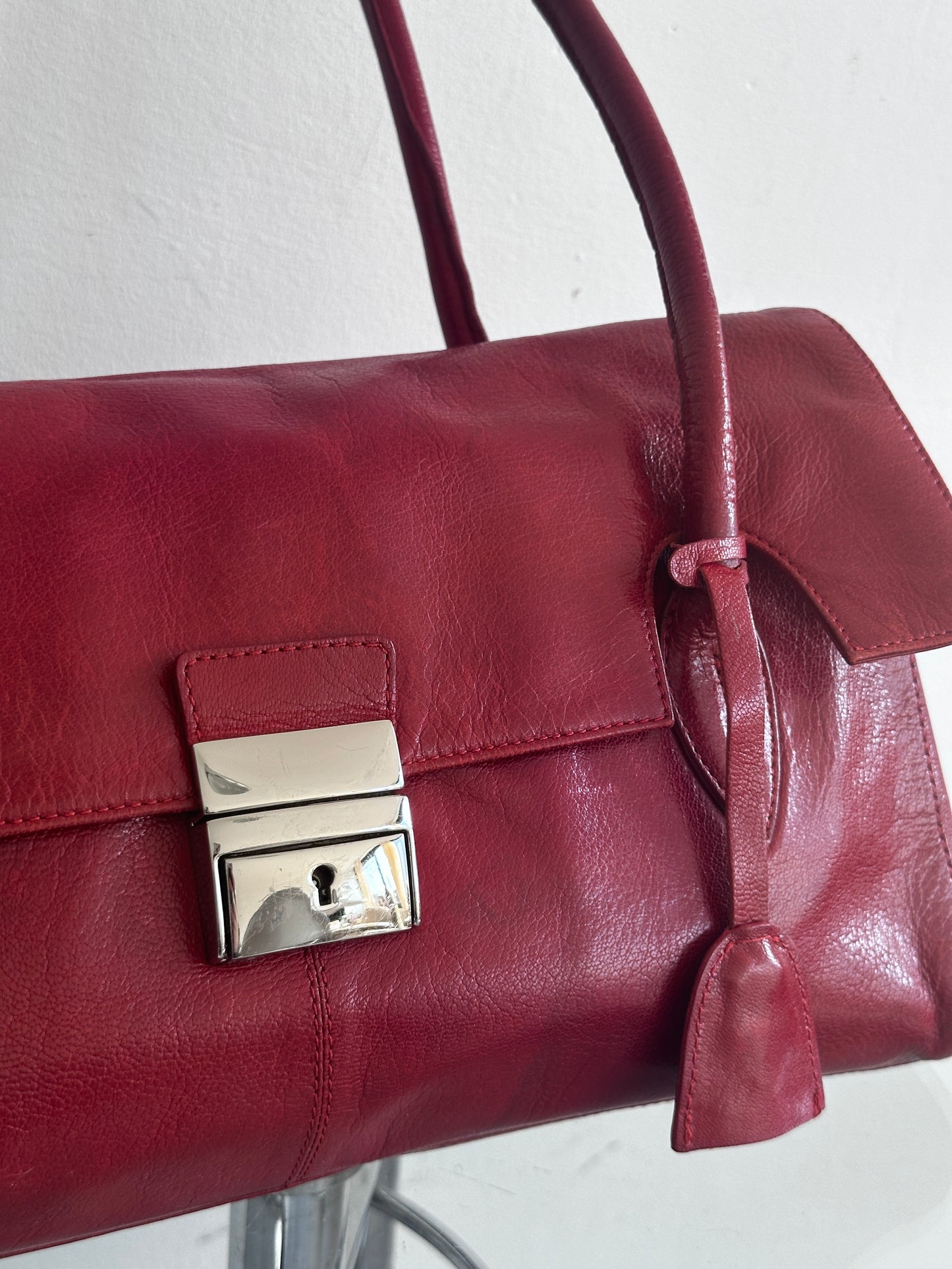 Vintage red leather bag