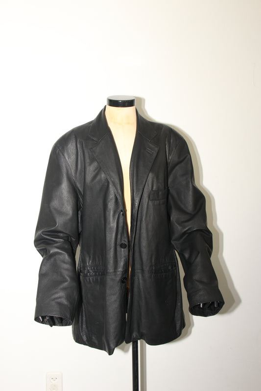 Leather oversized blazer