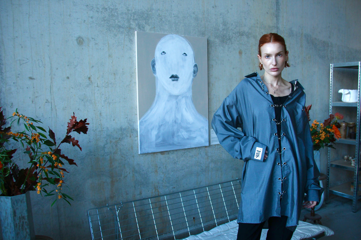 SWL Atelier | The Linked Shirt Dress silver grey