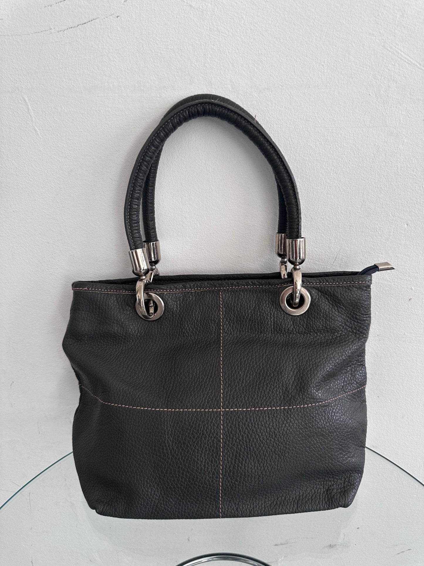 Vintage grey leather bag
