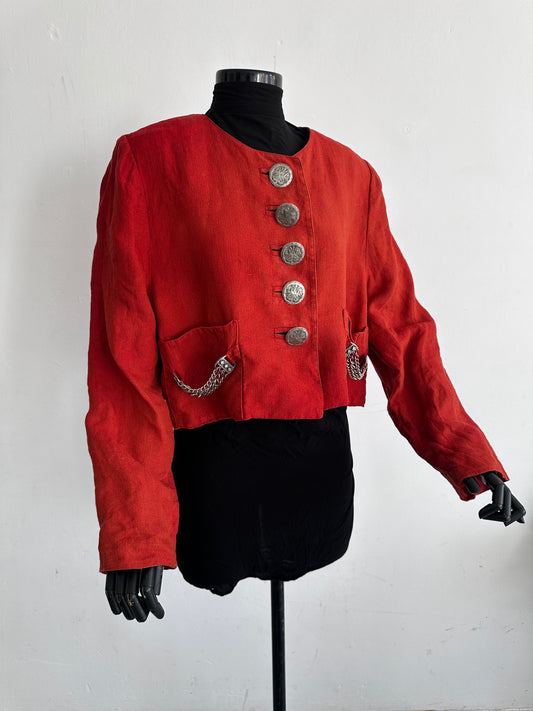 Linnen jacket bright red
