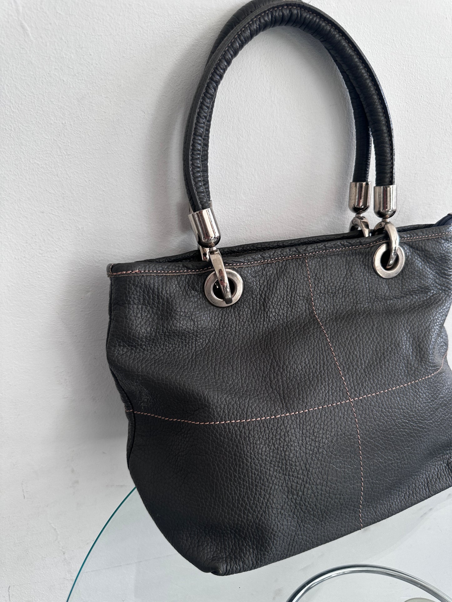 Vintage grey leather bag