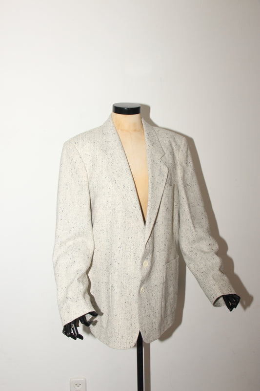 Vintage blazer white woven with black
