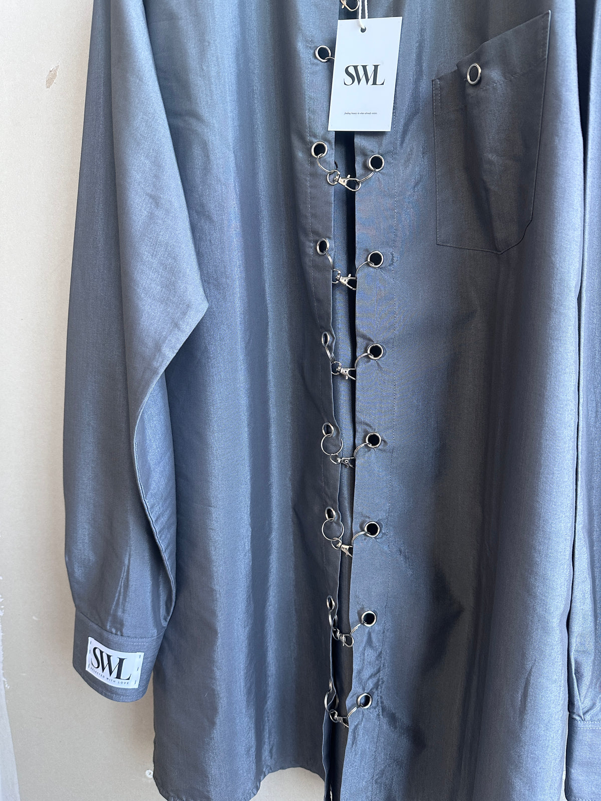SWL Atelier | The Linked Shirt Dress silver grey