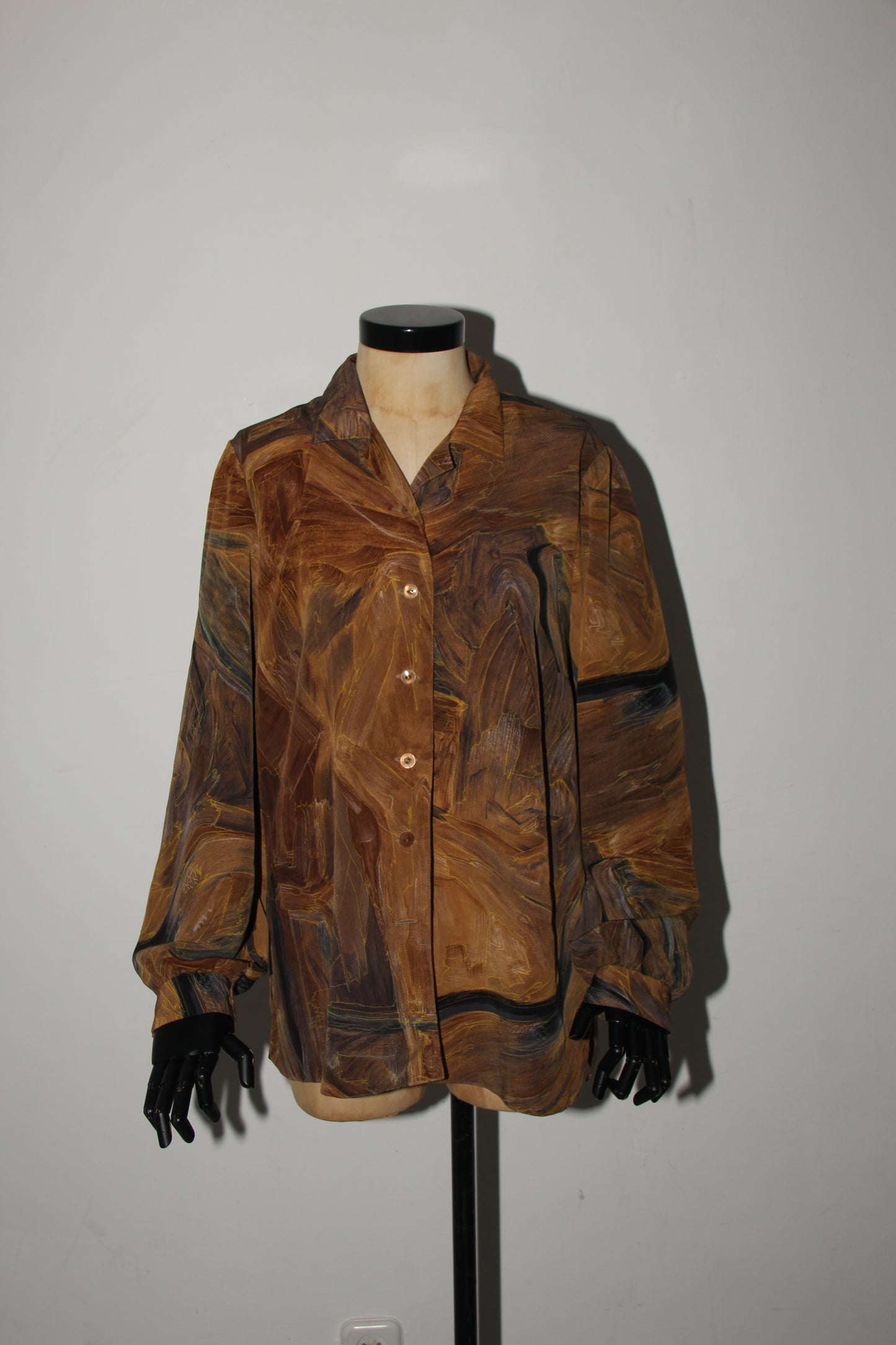 Vintage printed blouse brown