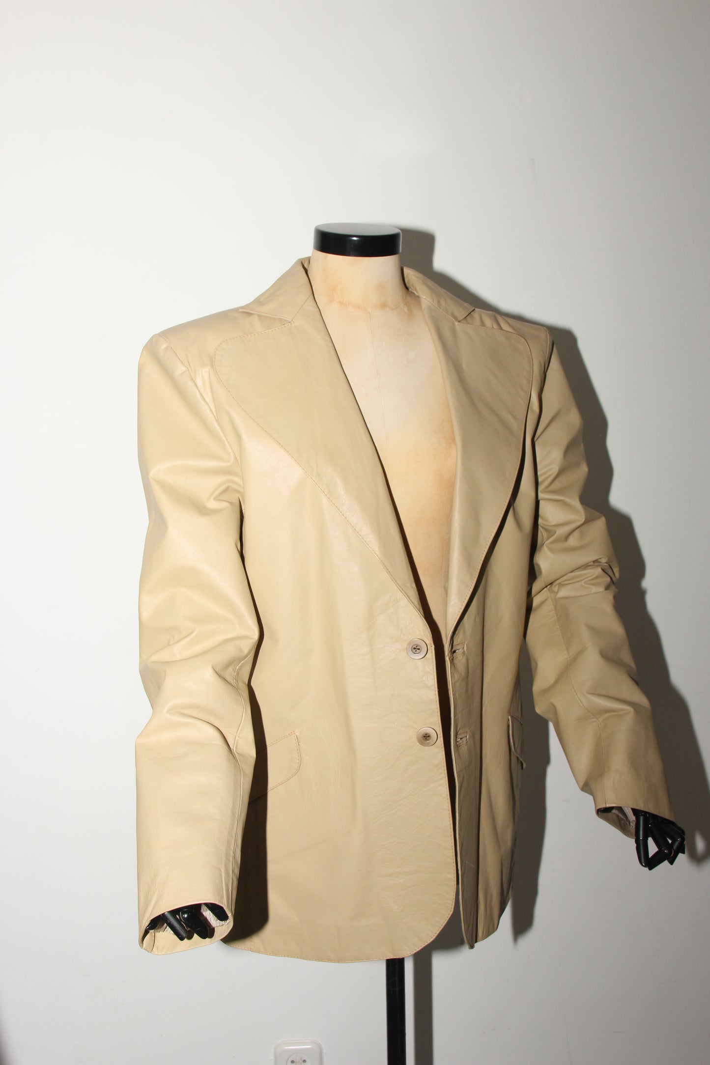 Vintage leather beige blazer