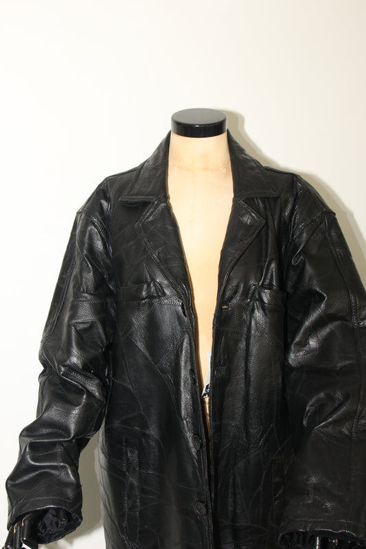 Leather long jacket