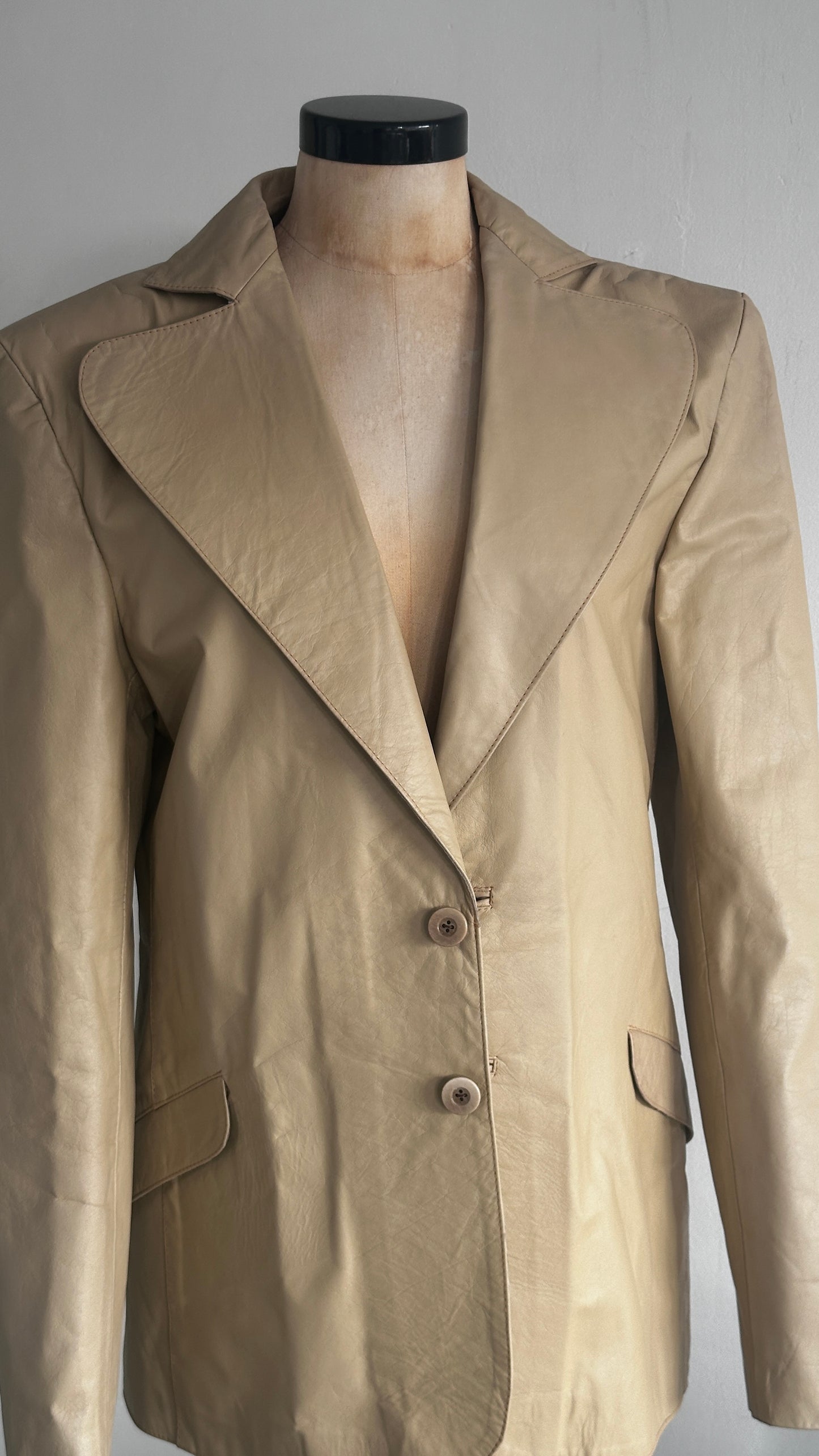 Leather cream blazer