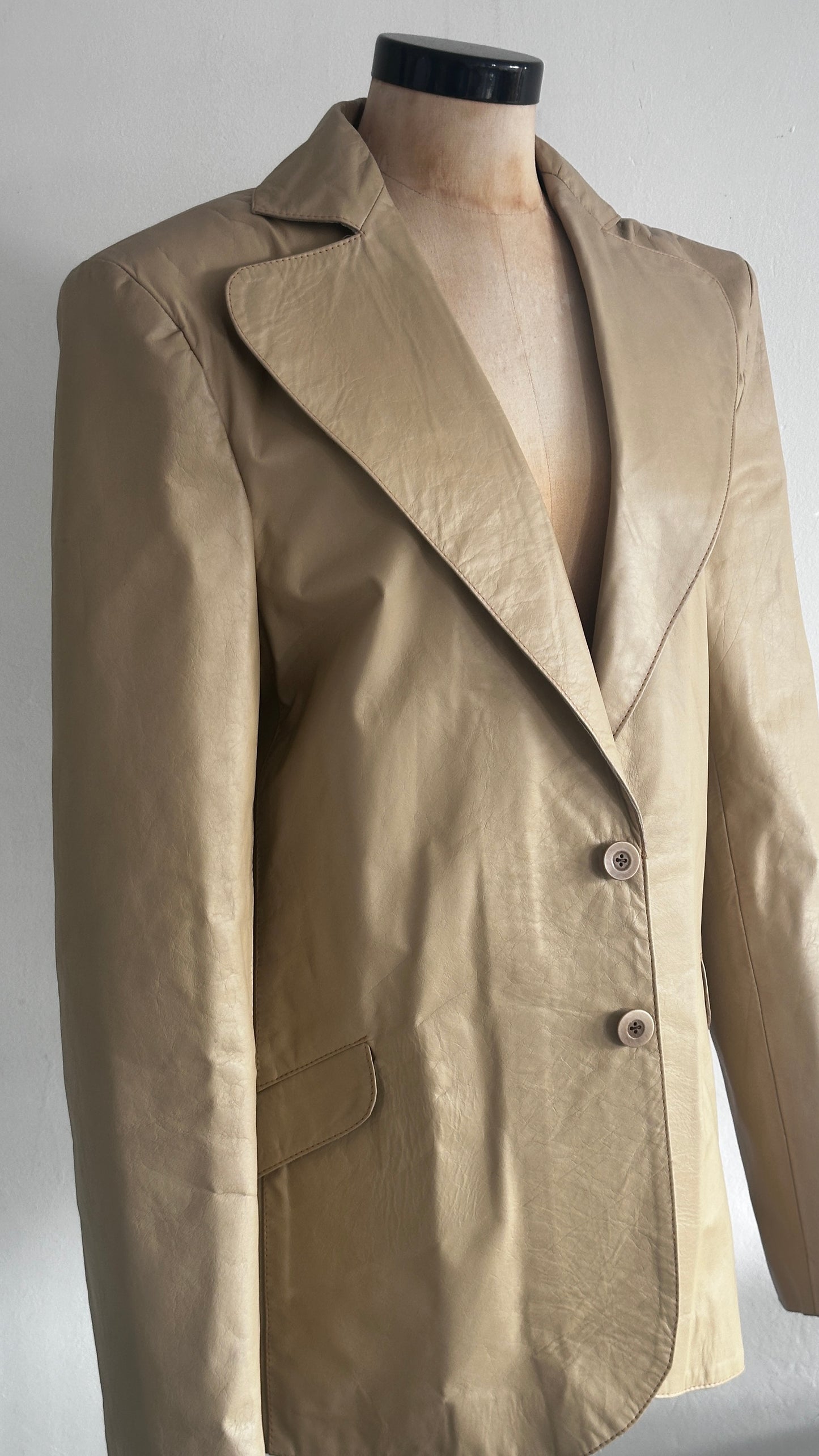 Leather cream blazer
