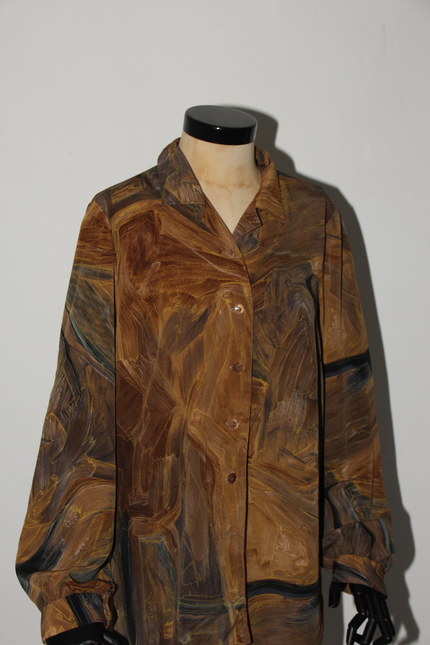 Vintage printed blouse brown