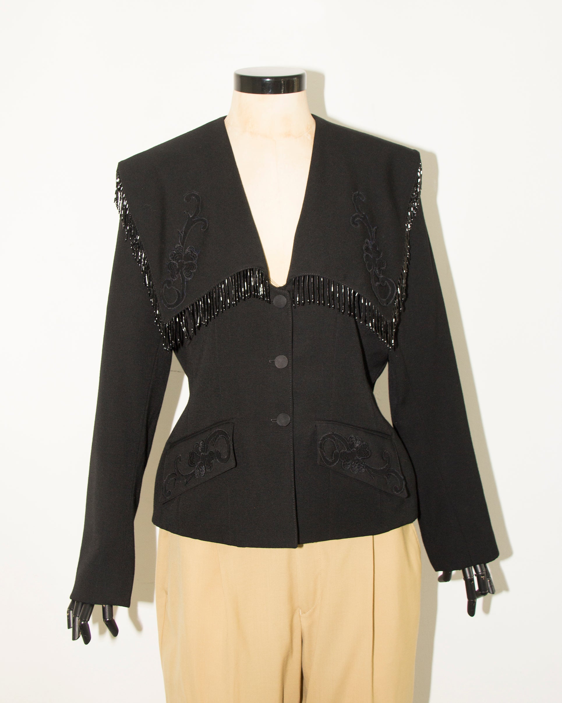 COUTURE BLACK JACKET WITH FRINGES