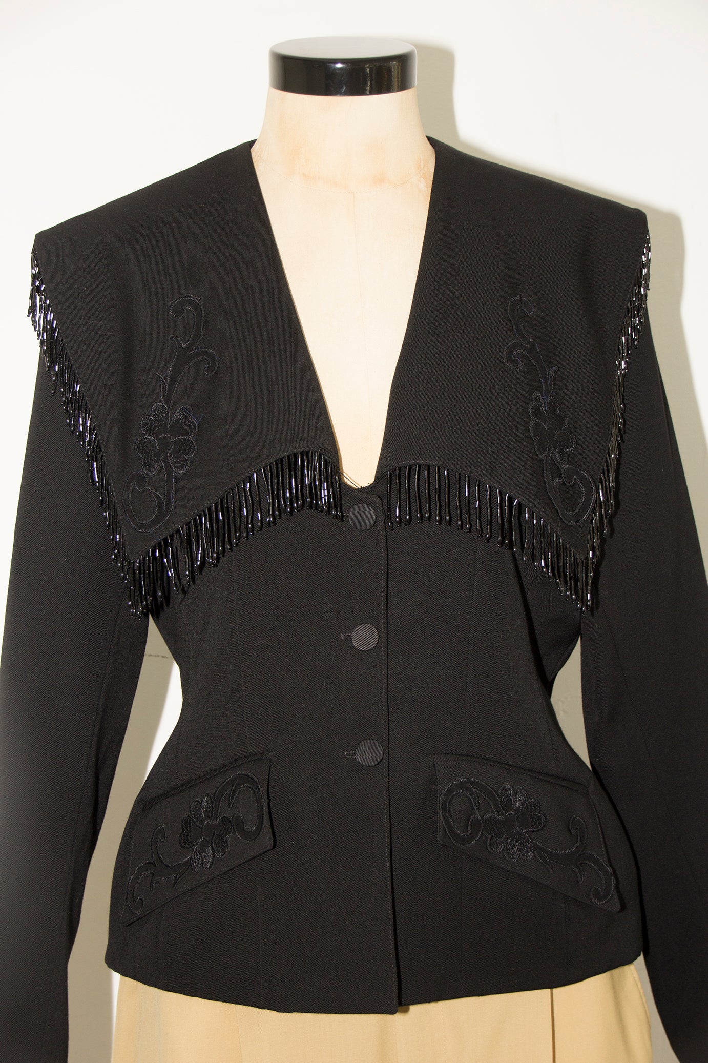 COUTURE BLACK JACKET WITH FRINGES