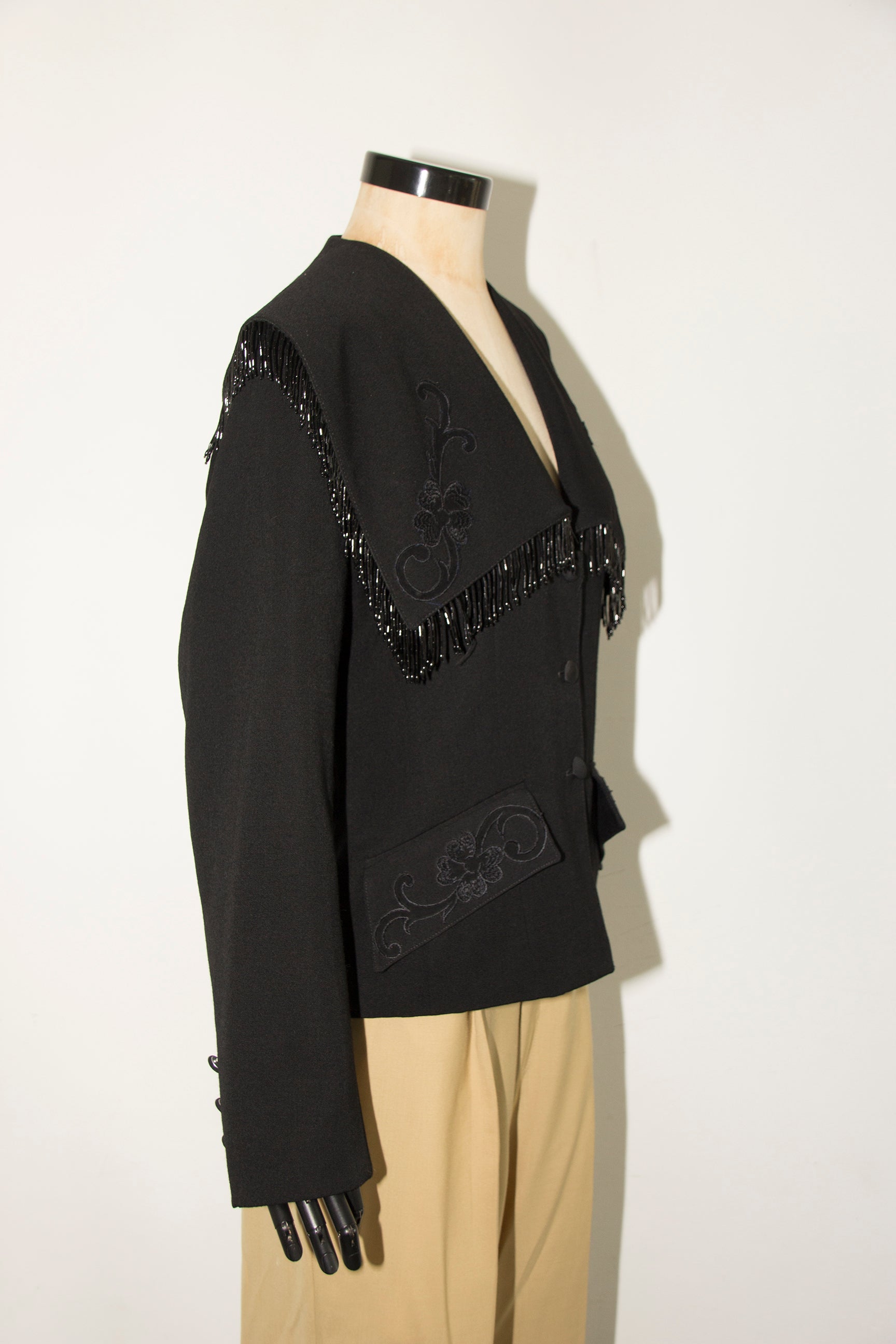 COUTURE BLACK JACKET WITH FRINGES
